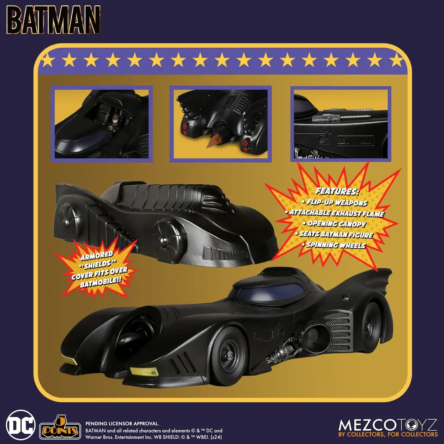 Batmobile de Batman 1989, línea 5 Points de Mezco Toyz