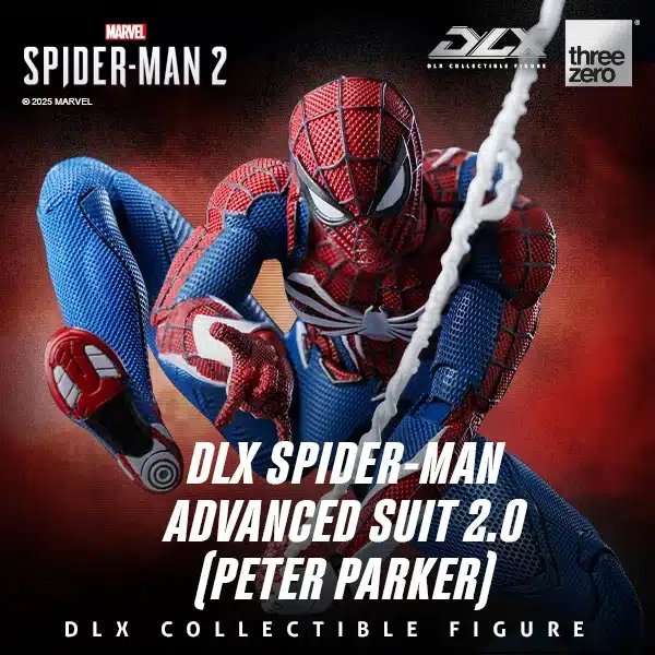 Figura THREEZERO Spider-Man · Advanced Suit 2.0 · fotografía promocional